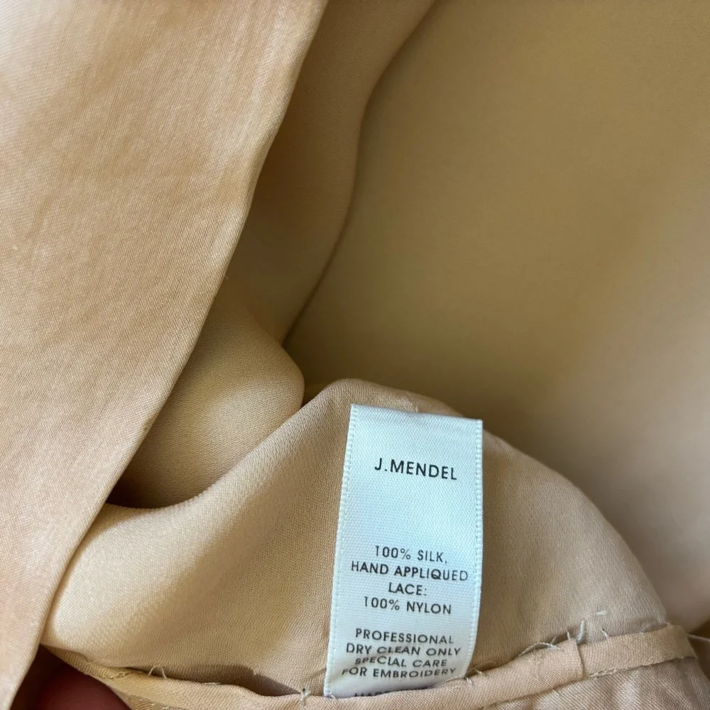 J. Mendel One-Shoulder Dress in Blush w/ Black Lace Detailing Size 6 Silk Chic - Picture 4 of 5